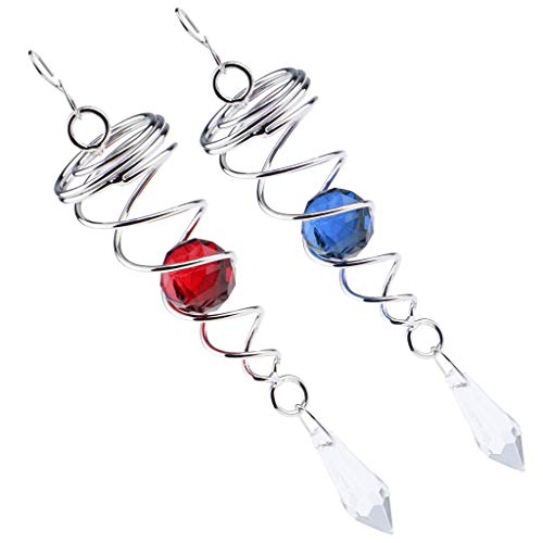 Perfeclan 2 Pieces 4.5inch Spiral Crystal Twine with Crystal. Wind Twine/Spinner Ornament Accessory for Indoor or Garden