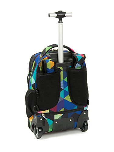 Tilami Rolling Backpack Armor Luggage School Travel Book Laptop 18 Inch Multifunction Wheeled Backpack For Students … (Blue Geometric 1) #TOP1
