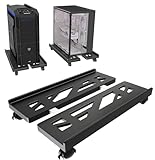 Hmseng Pc Stand for Floor, Adjustable Computer Tower Stand for Carpet,Mobile CPU Stand with 4 Rolling Caster Wheels, PC Tower Stand Fits Most PC Under Desk-D-Black