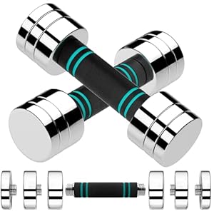 LIFERUN Steel Adjustable Dumbbell Set of 2, 5/10/15lb Free Weights Dumbbells Set, Non-Slip and Comfortable Foam Handle, Adjustable Dumbbells Weights Set for Home Gym Office Exercise