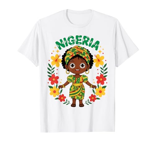 Nigeria Nigerian Girl Traditional Dress Flowers T-Shirt