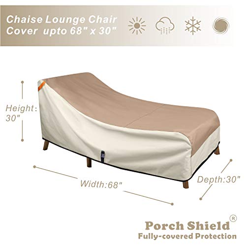 Porch Shield Patio Lounge Chair Cover - Waterproof Outdoor Chaise Lounge Chair Covers 2 Pack - 68W X 30D X 30H Inch, Light Tan & Khaki #TOP1