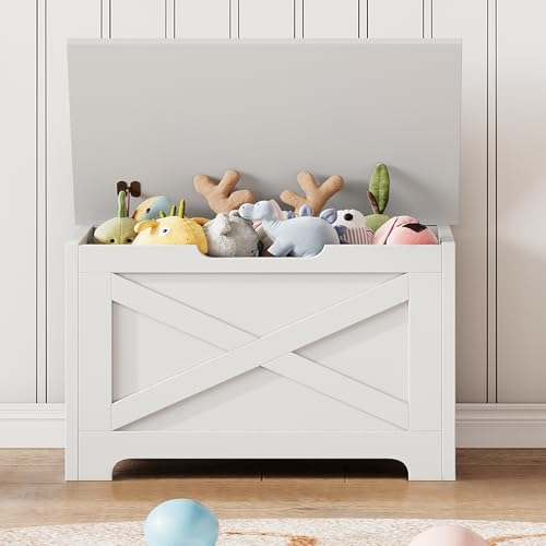 GAOMON Storage Chest, Wooden Toy Storage Bench, Modern Style Lift-Top Toy Chest with Safety Hinge for Entryway, Bedroom, Living Room, Supports 300 Lb and Easy Assembly