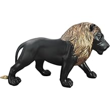 12" Collectible Black Gold Lion Statue, Desk Decor, Room Decor, Home Decor, Modern Art Sculpture, Handmade Resin Animal Statue, Gift for Women,Brother,Friend