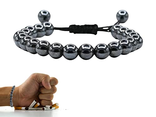 Smoking Cessation Bracelet with Natural Hematite Crystal (Pack of 1, 8mm Natural Healing Beads)