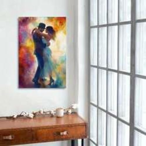 Tableau abstrait couple dansant 70x90cm toile decoration murale salon - 3