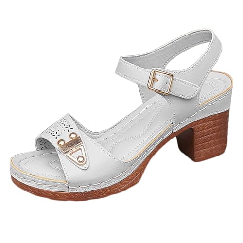 Sandalias de tacón de moda para mujer, tacón de bloque de verano, plataforma 2025, primavera, casual, talla grande, primavera 2025, cómodas y bonitas, Y2K, gris, 40 EU