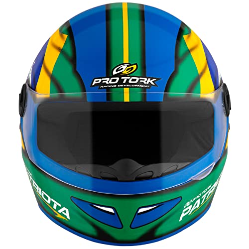Capacete R8 Pro Tork Patriota Brasil Azul/Verde 58