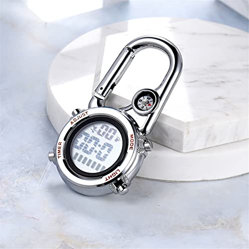 Image of JewelryWe Men Women Digital Clip Watch Mini Microlight Backpack Buckle Belt fob Watches for Rock Climbing Doctors Nurses Chefs for Mother's Day