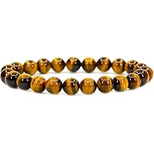 Natural Gemstone Healing Crystal Citrine Crystal Beaded Bracelet & Black Tourmaline Bracelet - Elastic Adjustable Energy Stone for Stress Relief Meditation Yoga Daily Wear