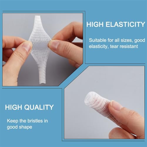 Image of GORGECRAFT 200Pcs Makeup Brush Net Pen Guard Protector Reusable Net Thread Spool Savers Expandable Mesh Cover Plastic Sewin Thread Netting Machine Embroidery Net for Eyeshadow Brush Sewing, White
