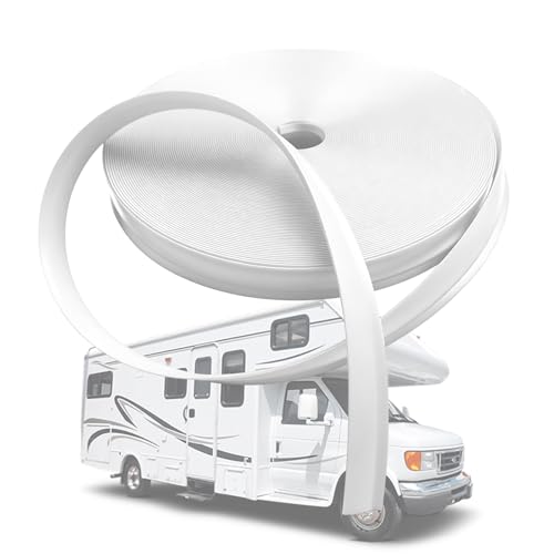 1" RV Vinyl Trim Molding Insert, 120FT RV Weather Stripping Exterior Screw Cover Trim Molding Exterior, Camper Weather Stripping Camper Trailer Roof Corner Gutter Seal White