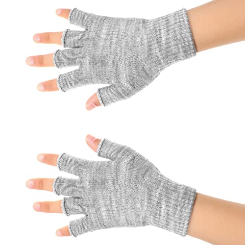 Image of SATINIOR 4 Pairs Winter Half Finger Gloves Knitted Fingerless Mittens Warm Stretchy Gloves for Men and Women