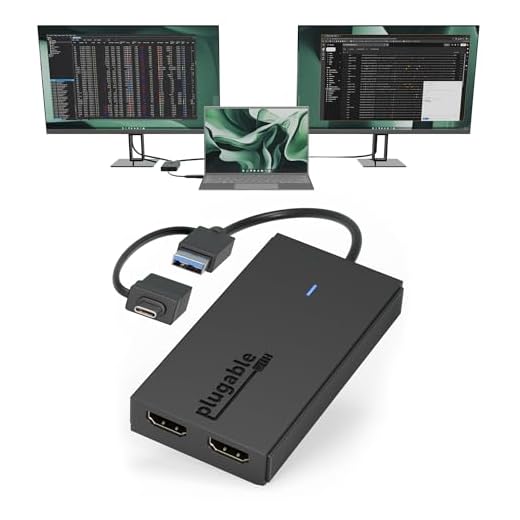 Plugable USB 3.0 or USB C to HDMI Adapter for Dual Monitors, Universal Video Graphics Adapter for Mac and Windows, Thunderbolt 3/4, USB 3.0 or USB-C, 1080p@60Hz