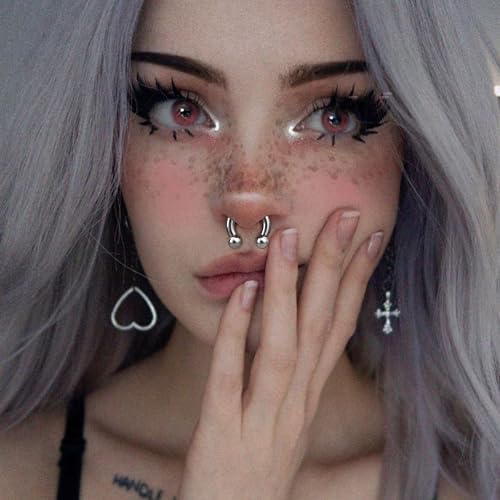 YADOCA Surgical Steel Septum Kit - 2G to 14G Septum Rings, Pincher, Tapers & Gauge, Nose Piercing Jewelry - Silver & Black Tone2