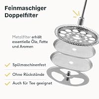 SILBERTHAL Kaffee Handmühle manuell mit konischem Edelstahlmahlwerk & French Press 1 Liter aus Stahl - zum Kaffee genießen im Spar-Set - 2 teilig – Ansicht 6