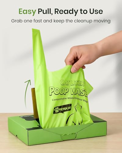 Image of Cat Litter Bags for Poop, Certified Compostable Cat Waste Disposal Bag, Leakproof Durable and Unscented Large to Fit Any Scoop Strengthen Dog Poop Bag- 100 Count