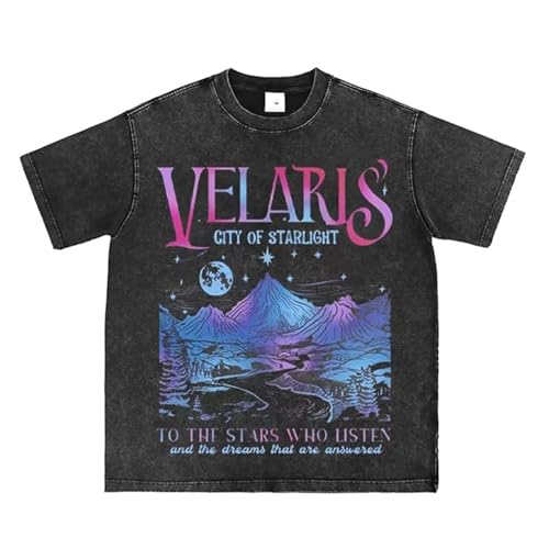 Bellelement Acotar Velaris T-Shirts City of Starlight Graphic T Shirt Book Lover Tee, L Black