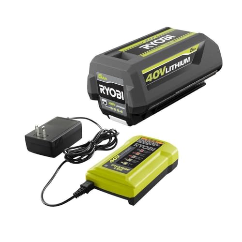Leaf Vacuum Mulcher Power 40V Vac Attack Cordless 5.0 Ah Charger Battery, Replacement for RYOBI OEM
