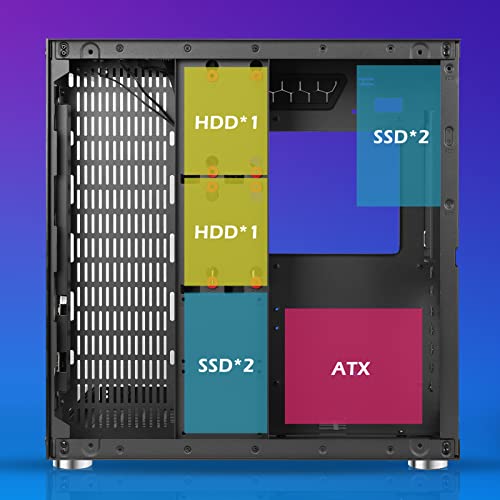 Gim Atx Mid-Tower Pc Case Black 10 Pre-Installed 120Mm Rgb Fans Gaming Pc Case 2 Tempered Glass Panels Gaming Style Windows Computer & Desktop Case Usb 3.0 I/O Port, Water-Cooling Ready (Black) #TOP4