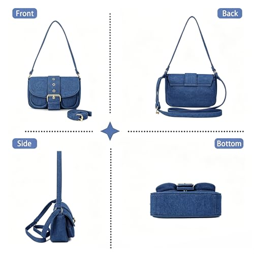 Image of Denim Crossbody Bags for Women,Blue Jean Hobo Shoulder Bag,Denim Messenger Bag