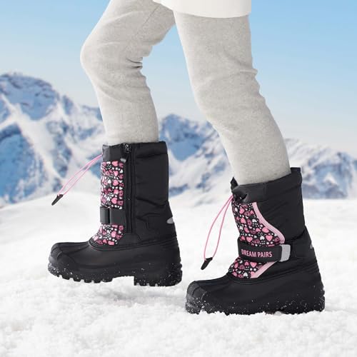 Dream Pairs Boys & Girls Mid Calf Waterproof Winter Snow Boots For Toddler/Little/Big Kid,Size 4 Big Kid,Black/Pink,Kamick thumb #4