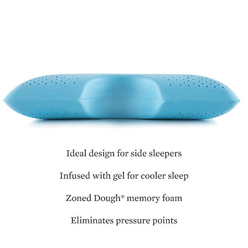 MALOUF Z Shoulder Zoned Dough Memory Foam Pillow - Gel Infused - Premium Tencel Cover - 5 Year U.S. Warranty - Mid Loft - Queen, Blue by MALOUF - Image 2