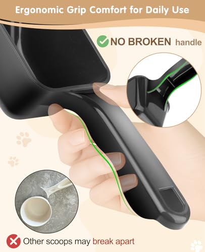 2-Pack Dog Food Scoop 1 Cup, Plastic Pet Food Measuring Scoop With Measuring Lines (1/2 & 1 Cup Markings) for Dogs, Cats, Fish, Bird(Black)