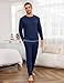 Demegimi Schlafanzüge für Herren Lang Baumwolle Warm Pyjama mit Unifarbenem Langarmshirt und Pyjamahose Vater