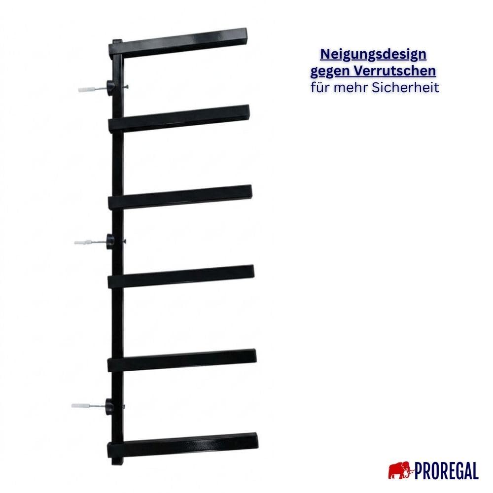 PROREGAL Kragarmregal Wandmontage schwerlast 50 kg pro Ebene für Holzlagerung mit 6 Ebenen Garage Organizer Wandregal Schwarz 2 Stück Lagerregal Wandhalterung Metallregal