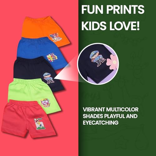 Image of BABA AND BABY 100% Cotton Printed Multicolor Shorts for Boys and Girls Pack of-10