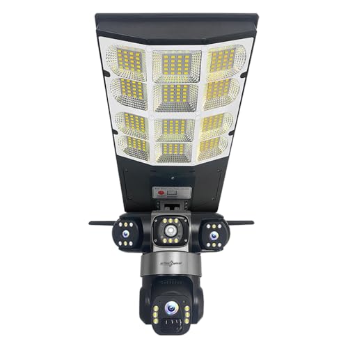Image of Active Pixel 4Mp Solar LED Street Light with 3 Camera Security System | PTZ 360 + Dual Side Cameras | Motion Detection | Night Vision | Remote Monitoring | Waterproof Outdoor Solar CCTV Light