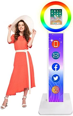 RDYMONKEY Photo Booth Ipad, Metal Shell 10.9"/11" Ipad Photo Booth Stand Selfie Machine with LED Light Box, Adjustable RGB LED Ring Light for Party, Wedding, Christmas, Exhibition, Rental Business