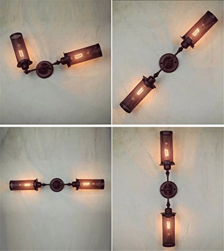 Atc® Mini Wire Net Vintage Wall Mounted Sconce Two Head Cylindrical Black Painted Finish Iron Wall Lamp Antique Industrial E27 Bulb Base Fixture Wall Light Adjustable 180 Degree #TOP4