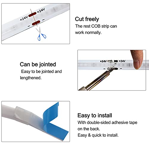 Tira LED Flexible COB Azul 16.4ft 24V Super Brillante miniatura 4