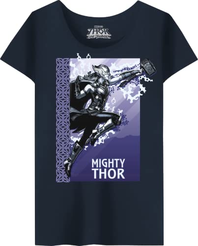 Marvel - Camiseta para Mujer, Azul Marino, S