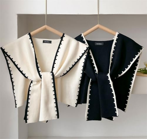 Knitted Shawl Wraps for Women Chic Sweater Cardigan Cashmere Scarf Knotted Shoulder Top Cover Cape Poncho Travel Wrap 20253