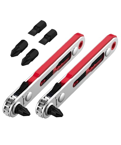 Image of Bates- Mini Ratchet Wrench Screwdriver, 2 Pack, 1 /4 inch Magnetic 90 Degree