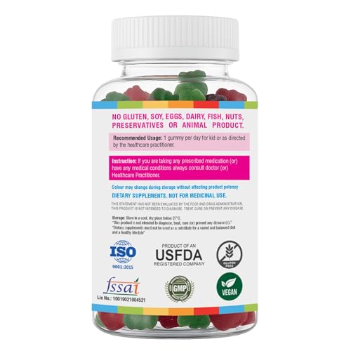 Image of HealthBest Kids Multivitamin & Multimineral Gummies for Children - 30 Gummies (Pack of 3) Strawberry Flavour - Immune Support, Bone Strength with Vitamin C, D, Zinc, Non-GMO, Gluten-Free