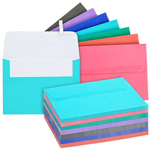 Enveloppes A7 à rabat carré auto-adhésif avec assortiment de couleurs riches | 100 unités
