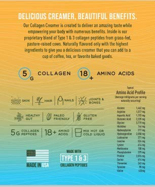 Harmony Proteins, Collagen Coffee Creamer, Grass Fed, Gluten Free, Paleo Friendly, Kosher And Low In Sugar, Vanilla, 30 Servings, 10.6 Ounce #TOP4