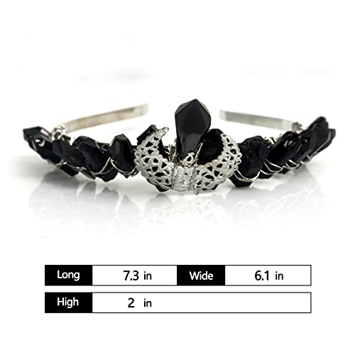 Raw Quartz Crystal Crown Black Mermaid Moon Crystal Tiara Headband For Women Witch Halloween #TOP4