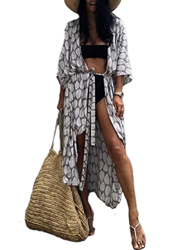 Image of Bsubseach Stylish Tie Dye Open Front Long Kimono Swimsuit Coverup for Women | Loose Fit Boho Style Bathing Suits Cardigans,Summer Causal Resort Wear