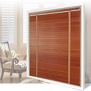 Premium Wooden Window Blinds for Room Office, Open Close Blackout Privacy Shade Waterproof Windproof Mini Blind, Red-Brown (Size : 60-100cm)