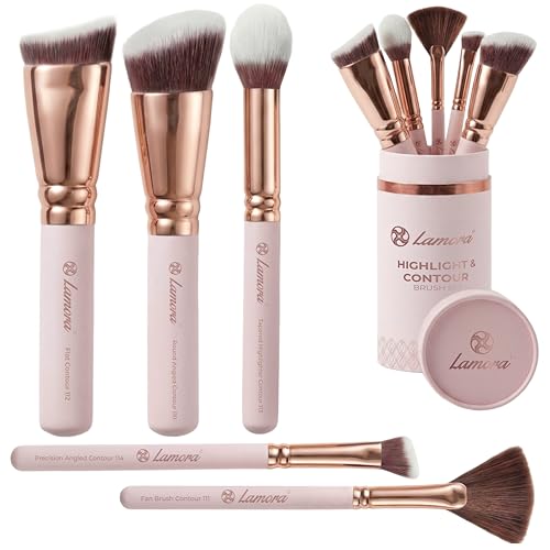 Profi Schminkpinsel Contouring Pinselset Rosegold - Grundierungs Kontur Pinsel Set - 5 Kosmetikpinsel Vegan und Tierversuchsfrei für ein perfektes Make Up