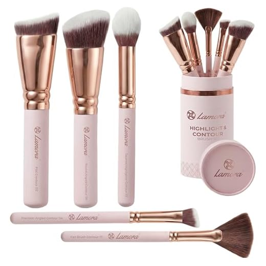 Profi Schminkpinsel Contouring Pinselset Rosegold - Grundierungs Kontur Pinsel Set - 5 Kosmetikpinsel Vegan und Tierversuchsfrei für ein perfektes Make Up