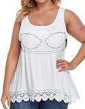 Camisoles for Women Lace Trim Pleated Tank Tops Casual Loose Fit Sleeveless Flared Tunic Blouse Summer Shirts White L -  ANYFITTING