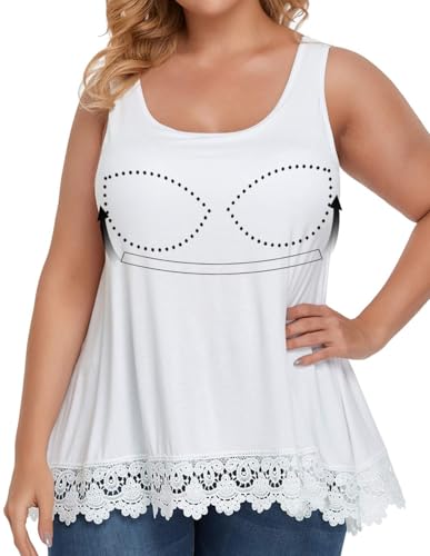 Camisoles for Women Lace Trim Pleated Tank Tops Casual Loose Fit Sleeveless Flared Tunic Blouse Summer Shirts White L -  ANYFITTING