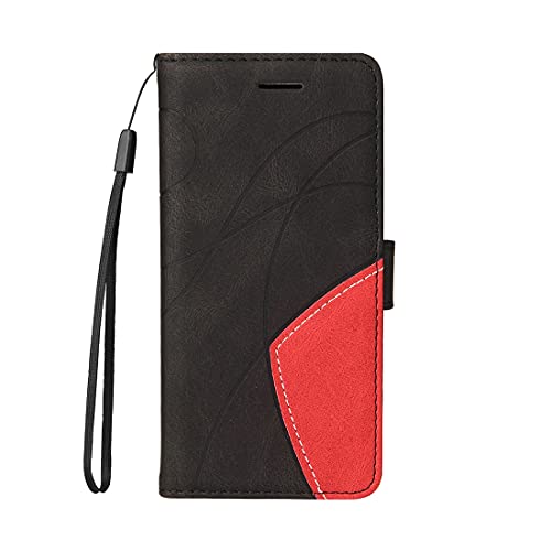 TIANCI Funda para Motorola Moto G6 Play/Moto E5, Billetera Carcasa Cuero PU de Dos Colores Empalmado, 3 Ranuras para Tarjetas, Función de Soporte Fundas para Motorola Moto G6 Play/Moto E5-Negro