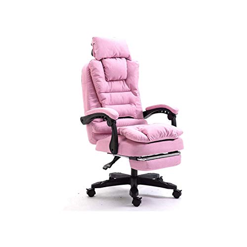 Reotto Silla de Oficina con Almohada para reposacabezas, ergonómica Ajustable con Soporte Lumbar, Tela Suave
